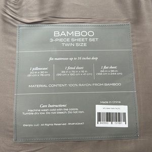 Twin 3- piece bamboo sheet set